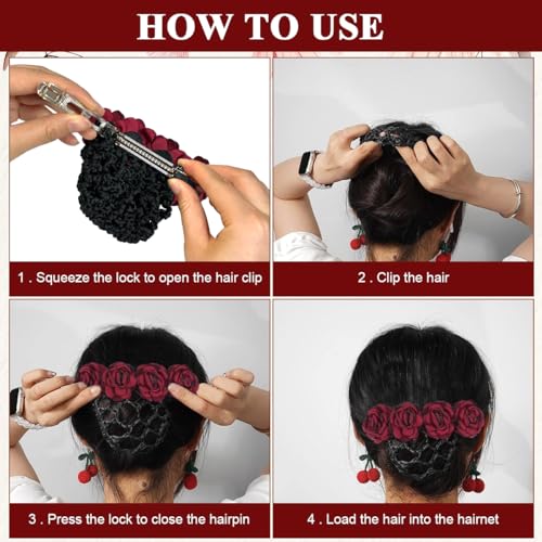 MAYCREATE® Hair Bun Accessories for Women Stylish Flower Maker Clips Net French Cover for Girls Ladies 3 PCS MAYCREATE® Hair Bun Accessories for Women Stylish Flower Maker Clips Net French Cover for Girls Ladies 3 PCS